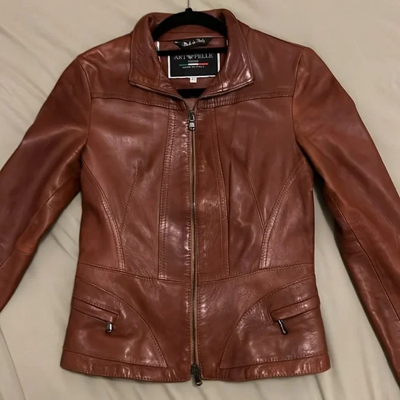 Vera Pelle Brown Italian Leather Jacket - Picture 5 of 13